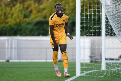 080726 - Newport City v Newport County - Pre Season Friendly - Shaquille Gwengwe of Newport County celebrates after scoring a hat trick