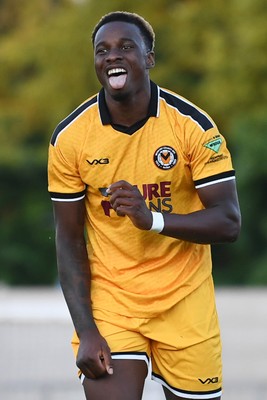 080726 - Newport City v Newport County - Pre Season Friendly - Shaquille Gwengwe of Newport County celebrates after scoring a hat trick