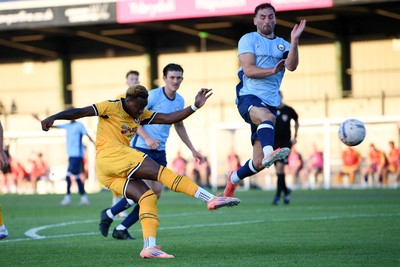 080726 - Newport City v Newport County - Pre Season Friendly - Shaquille Gwengwe of Newport County has a shot at goal