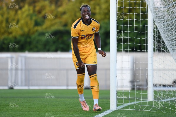 080726 - Newport City v Newport County - Pre Season Friendly - Shaquille Gwengwe of Newport County celebrates after scoring a hat trick