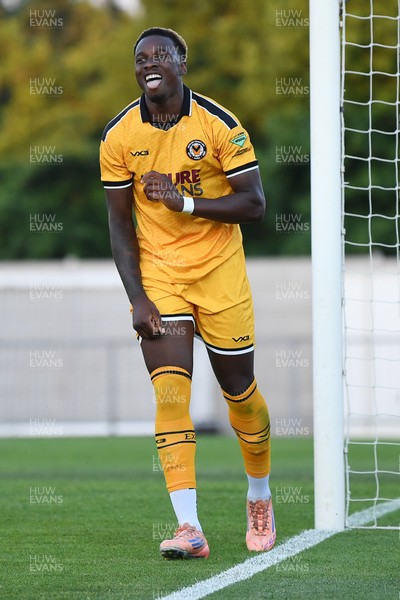 080726 - Newport City v Newport County - Pre Season Friendly - Shaquille Gwengwe of Newport County celebrates after scoring a hat trick