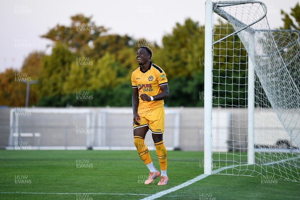 080726 - Newport City v Newport County - Pre Season Friendly - Shaquille Gwengwe of Newport County celebrates after scoring a hat trick