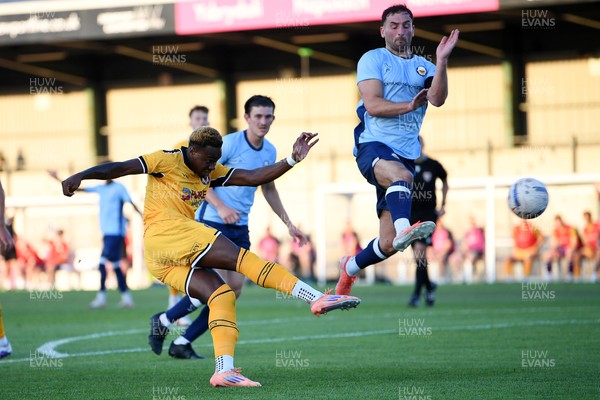 080726 - Newport City v Newport County - Pre Season Friendly - Shaquille Gwengwe of Newport County has a shot at goal