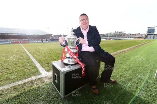 130219 - Newport County AFC Media Day - Newport County Chairman Gavin Foxall with the FA Cup ahead of his side's game with Manchester City on Saturday