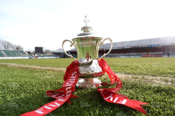 130219 - Newport County AFC Media Day - A general view of the FA Cup at Rodney Parade, Newport