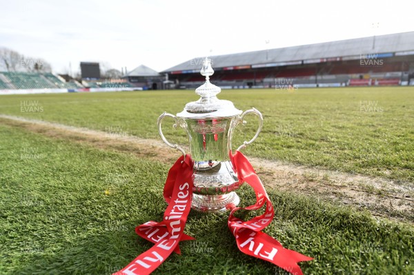 130219 - Newport County AFC Media Day - A general view of the FA Cup at Rodney Parade, Newport