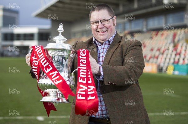 250118 - Newport County - FA Cup preview - Newport County Chairman Gavin Foxall with the trophy
