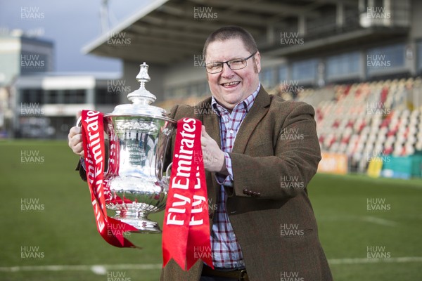 250118 - Newport County - FA Cup preview - Newport County Chairman Gavin Foxall with the trophy