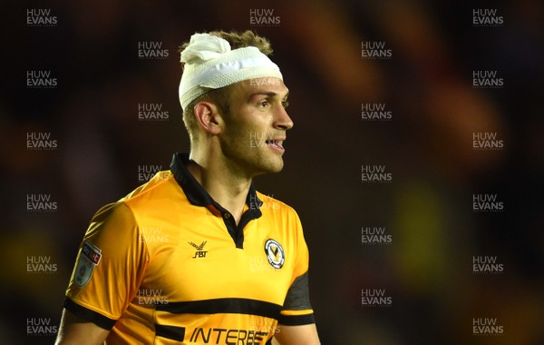 280818 - Newport County v Oxford United - Carabao Cup - Mickey Demetriou of Newport County looks on
