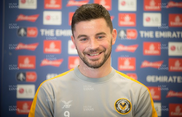 230119 - Newport County Press Conference - Newport County's Padraig Amond during press conference ahead of the clubs FA Cup match against Middlesbrough