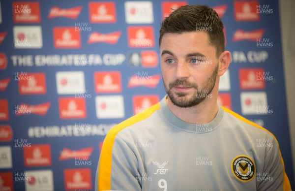 230119 - Newport County Press Conference - Newport County's Padraig Amond during press conference ahead of the clubs FA Cup match against Middlesbrough
