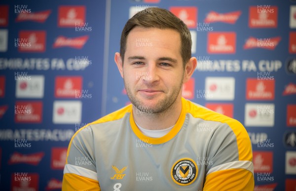230119 - Newport County Press Conference - Newport County's Matty Dolan during press conference ahead of the clubs FA Cup match against Middlesbrough