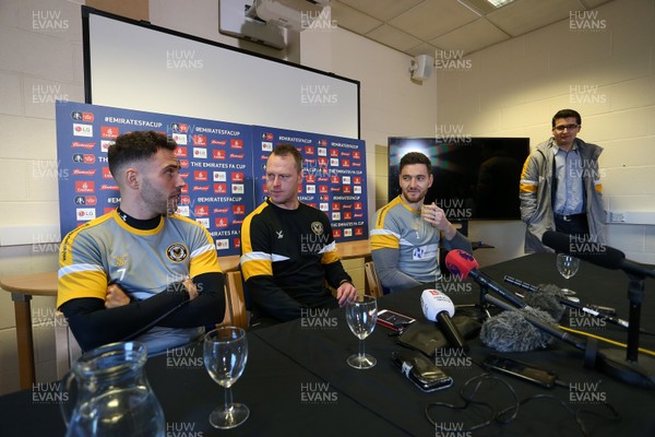 150219 - Newport County Press Conference ahead of their FA Cup match with Manchester City - Robbie Willmott, Manager Michael Flynn and Joe Day speak to the press