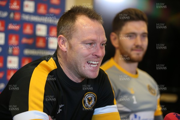 150219 - Newport County Press Conference ahead of their FA Cup match with Manchester City - Newport County Manager Michael Flynn talks to the press