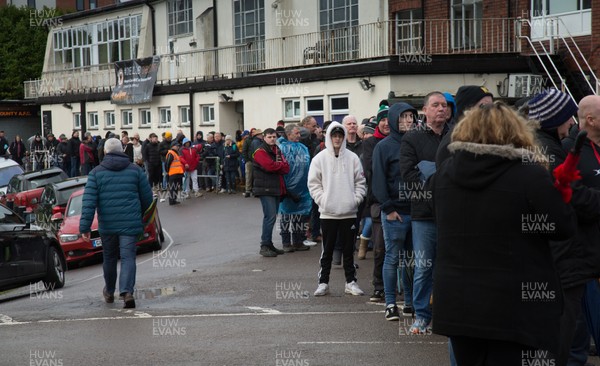 230118 - Newport County fans queue at the ticket office at Rodney Parade to get their match tickets for the FA Cup match between Newport County and Tottenham Hotspur on Saturday 27th January