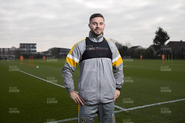 040119 - Newport County Media Interviews prior to their 3rd Round FA Cup game with Leicester City - Padraig Amond of Newport County on the training pitch