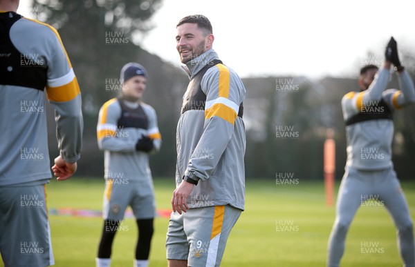 040119 - Newport County training prior to their 3rd Round FA Cup game with Leicester City - Padraig Amond of Newport County during training