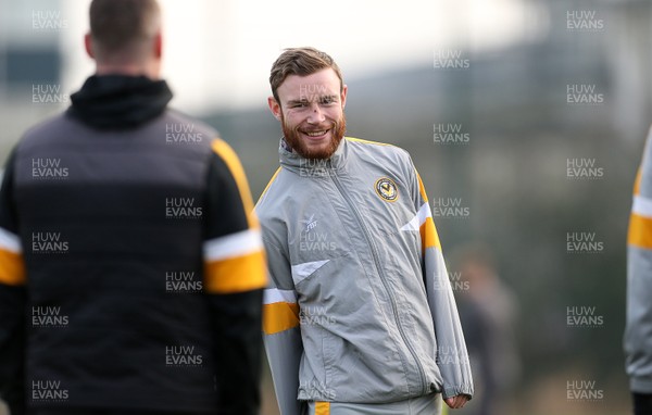 040119 - Newport County training prior to their 3rd Round FA Cup game with Leicester City - Mark O'Brien of Newport County during training
