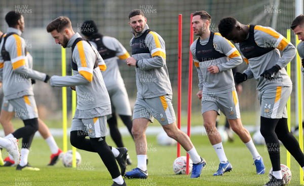 040119 - Newport County training prior to their 3rd Round FA Cup game with Leicester City - Padraig Amond of Newport County during training