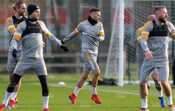 040119 - Newport County training prior to their 3rd Round FA Cup game with Leicester City - Mickey Demetriou of Newport County during training