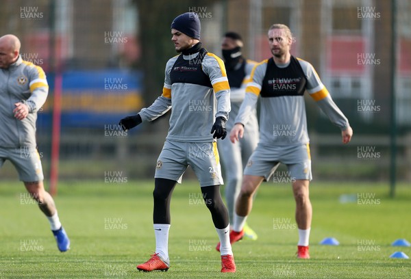 040119 - Newport County training prior to their 3rd Round FA Cup game with Leicester City - Tyler Hornby-Forbes of Newport County during training