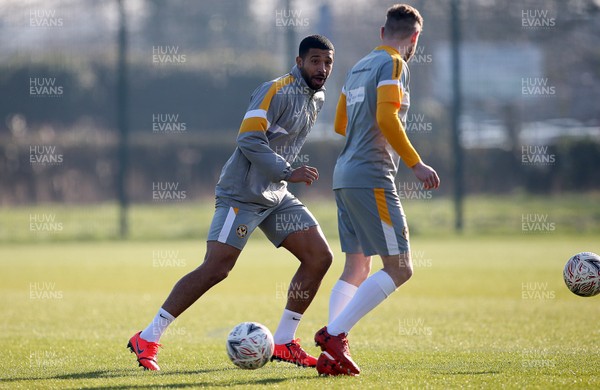 150219 - Newport County Training ahead of their FA Cup match with Manchester City - Joss Labadie of Newport County