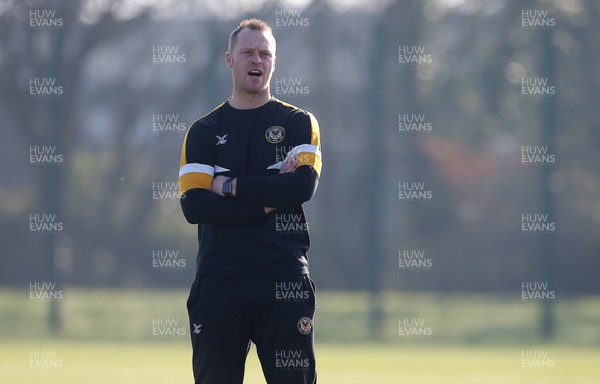 150219 - Newport County Training ahead of their FA Cup match with Manchester City - Newport County Manager Michael Flynn