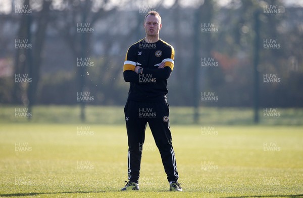 150219 - Newport County Training ahead of their FA Cup match with Manchester City - Newport County Manager Michael Flynn