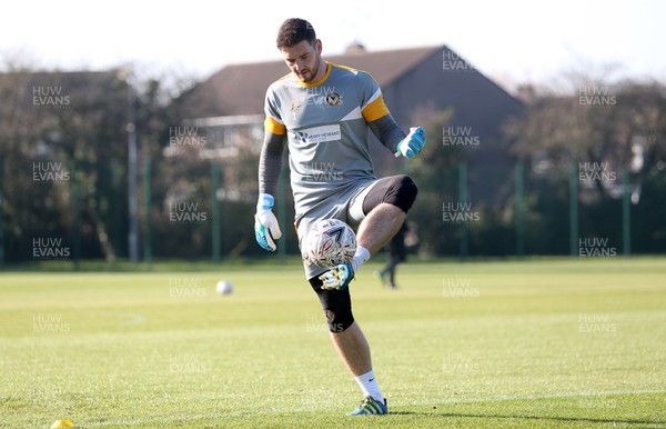 150219 - Newport County Training ahead of their FA Cup match with Manchester City - Joe Day of Newport County