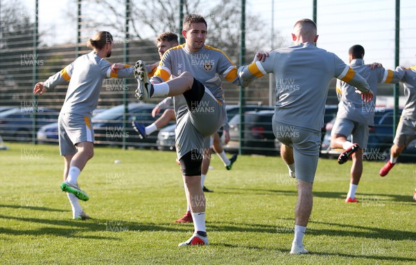 150219 - Newport County Training ahead of their FA Cup match with Manchester City - Matthew Dolan of Newport County