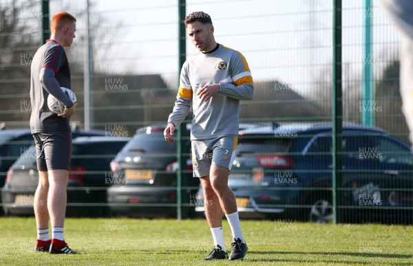 150219 - Newport County Training ahead of their FA Cup match with Manchester City - Robbie Willmott of Newport County