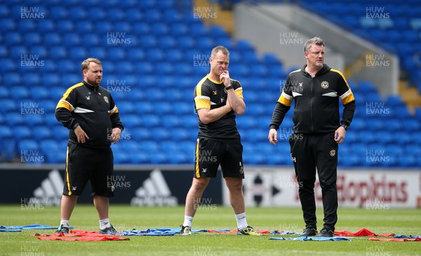 220519 - Newport County Training at Cardiff City Stadium - Newport County Manager Michael Flynn and Wayne Hatswell