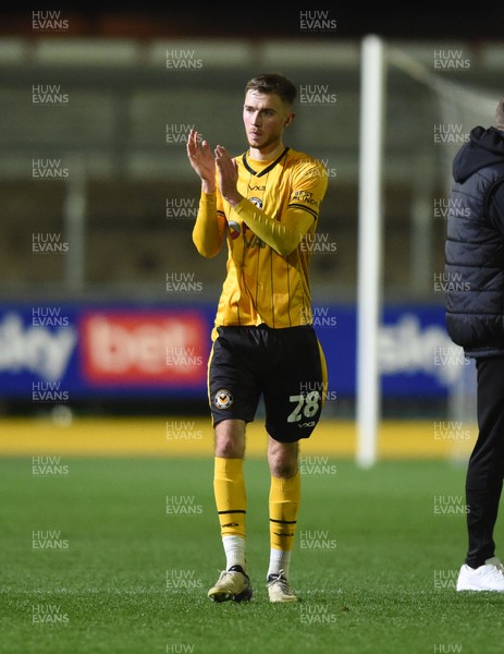 090424 - Newport County v Accrington Stanley - Sky Bet League Two - Matthew Baker of Newport County at full time