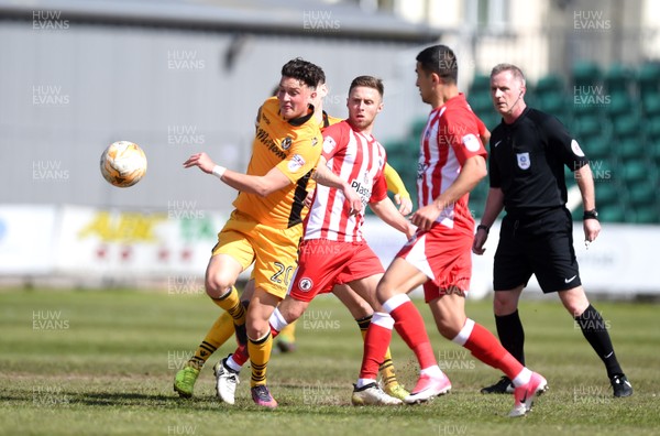 220417 - Newport County v Accrington Stanley - SkyBet League 2 - Tom Owen-Evans of Newport County looks for support