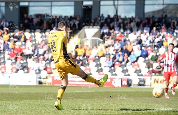 220417 - Newport County v Accrington Stanley - SkyBet League 2 - Mark Randall of Newport County scores goal