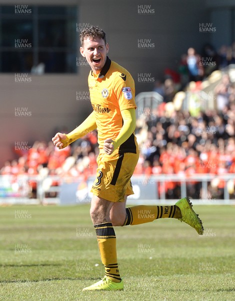 220417 - Newport County v Accrington Stanley - SkyBet League 2 - Mark Randall (number 8) of Newport County celebrates scoring goal