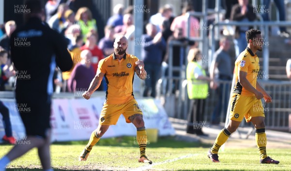 220417 - Newport County v Accrington Stanley - SkyBet League 2 - David Pipe of Newport County celebrates win