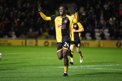 270126 - Newport County v Accrington Stanley - Sky Bet League 2 - Nathan Opoku of Newport County celebrates scoring a goal