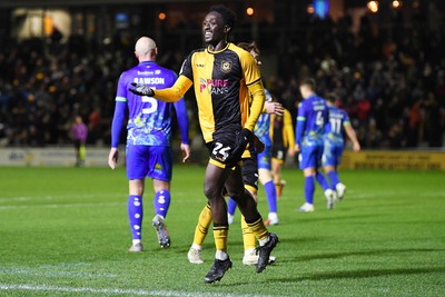 270126 - Newport County v Accrington Stanley - Sky Bet League 2 - Nathan Opoku of Newport County celebrates scoring a goal
