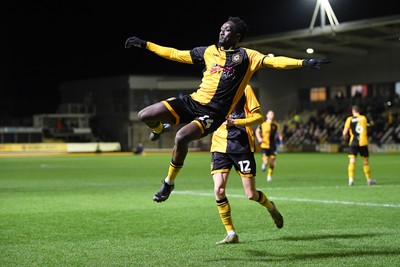 270126 - Newport County v Accrington Stanley - Sky Bet League 2 - Nathan Opoku of Newport County celebrates scoring a goal