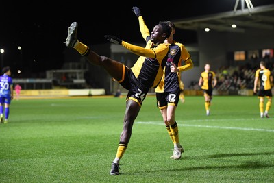 270126 - Newport County v Accrington Stanley - Sky Bet League 2 - Nathan Opoku of Newport County celebrates scoring a goal