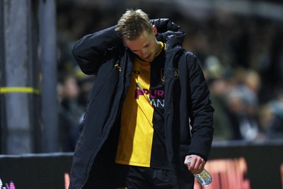 270126 - Newport County v Accrington Stanley - Sky Bet League 2 - A deflated Matt Smith of Newport County after leaving the pitch injured