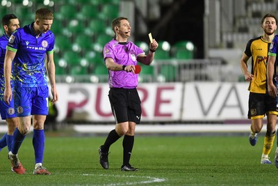 270126 - Newport County v Accrington Stanley - Sky Bet League 2 - Nathan Opoku of Newport County is shown a second yellow card being sent off