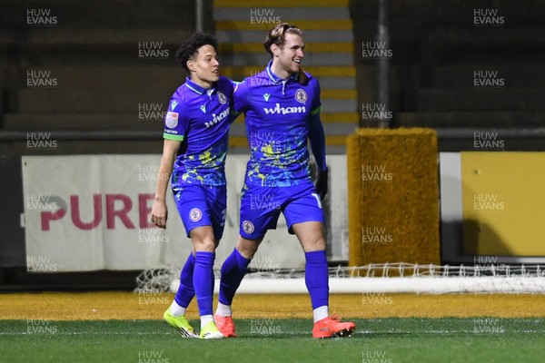 270126 - Newport County v Accrington Stanley - Sky Bet League 2 - Alex Henderson of Accrington celebrates scoring a goal with team mates