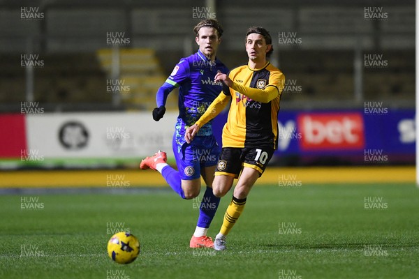 270126 - Newport County v Accrington Stanley - Sky Bet League 2 - Harrison Biggins of Newport County is challenged by Alex Henderson of Accrington