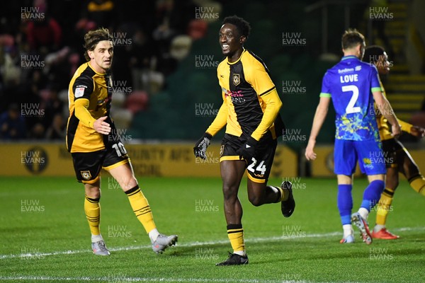 270126 - Newport County v Accrington Stanley - Sky Bet League 2 - Nathan Opoku of Newport County celebrates scoring a goal