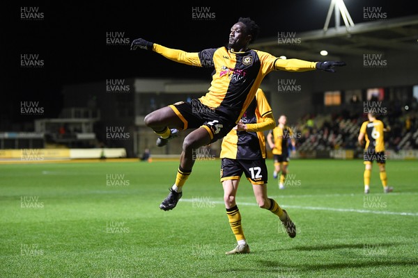 270126 - Newport County v Accrington Stanley - Sky Bet League 2 - Nathan Opoku of Newport County celebrates scoring a goal