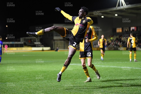 270126 - Newport County v Accrington Stanley - Sky Bet League 2 - Nathan Opoku of Newport County celebrates scoring a goal