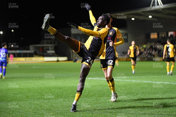 270126 - Newport County v Accrington Stanley - Sky Bet League 2 - Nathan Opoku of Newport County celebrates scoring a goal