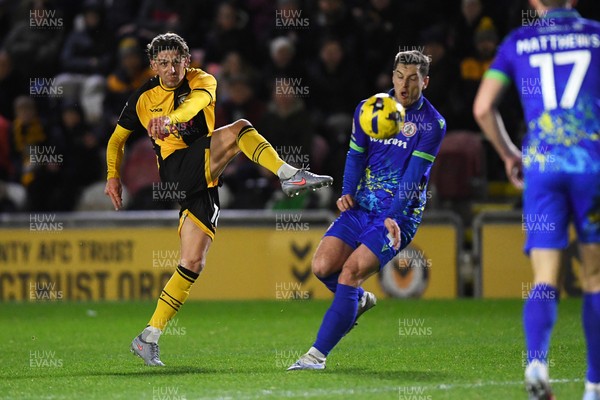 270126 - Newport County v Accrington Stanley - Sky Bet League 2 - Harrison Biggins of Newport County has a shot at goal